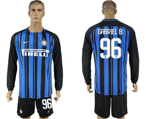 Inter Milan #96 Gabriel B. Home Long Sleeves Soccer Club Jersey